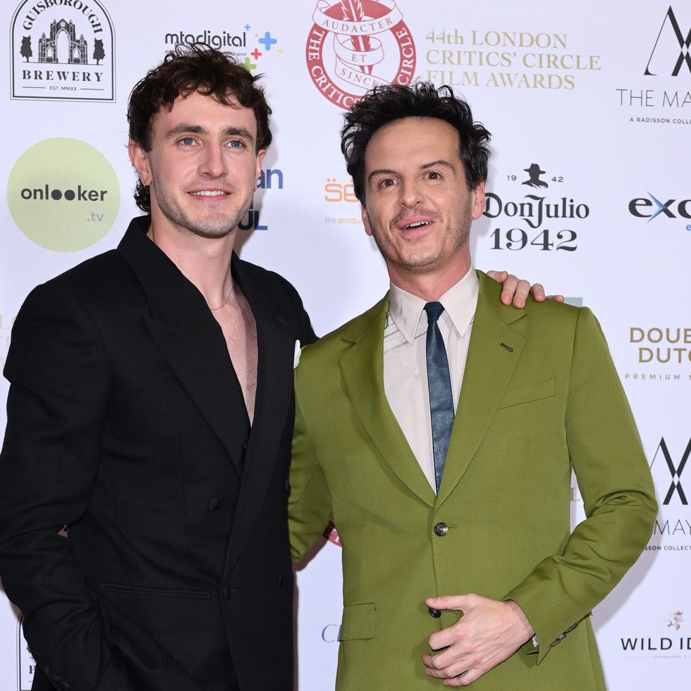 london, england february 04 paul mescal and andrew scott attend the 44th london critics circle film awards 2024 at the may fair hotel on february 04, 2024 in london, england photo by karwai tangwireimage