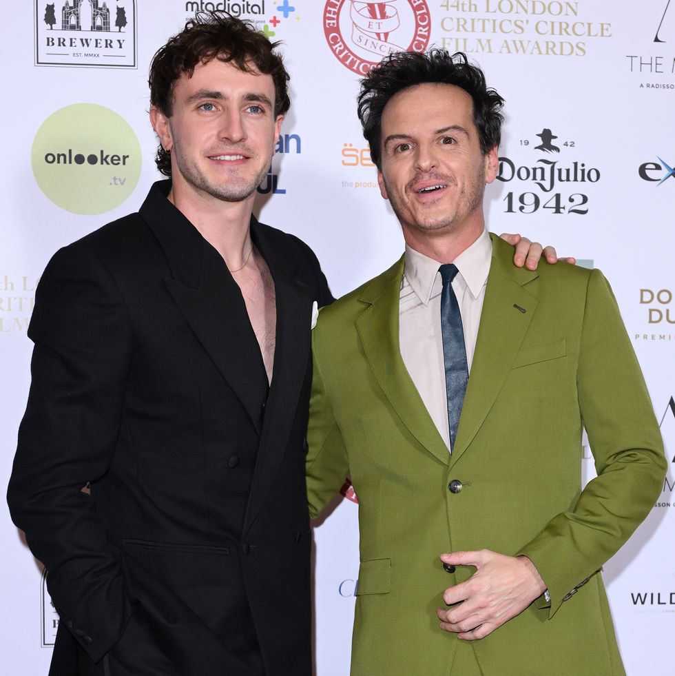 london, england february 04 paul mescal and andrew scott attend the 44th london critics circle film awards 2024 at the may fair hotel on february 04, 2024 in london, england photo by karwai tangwireimage