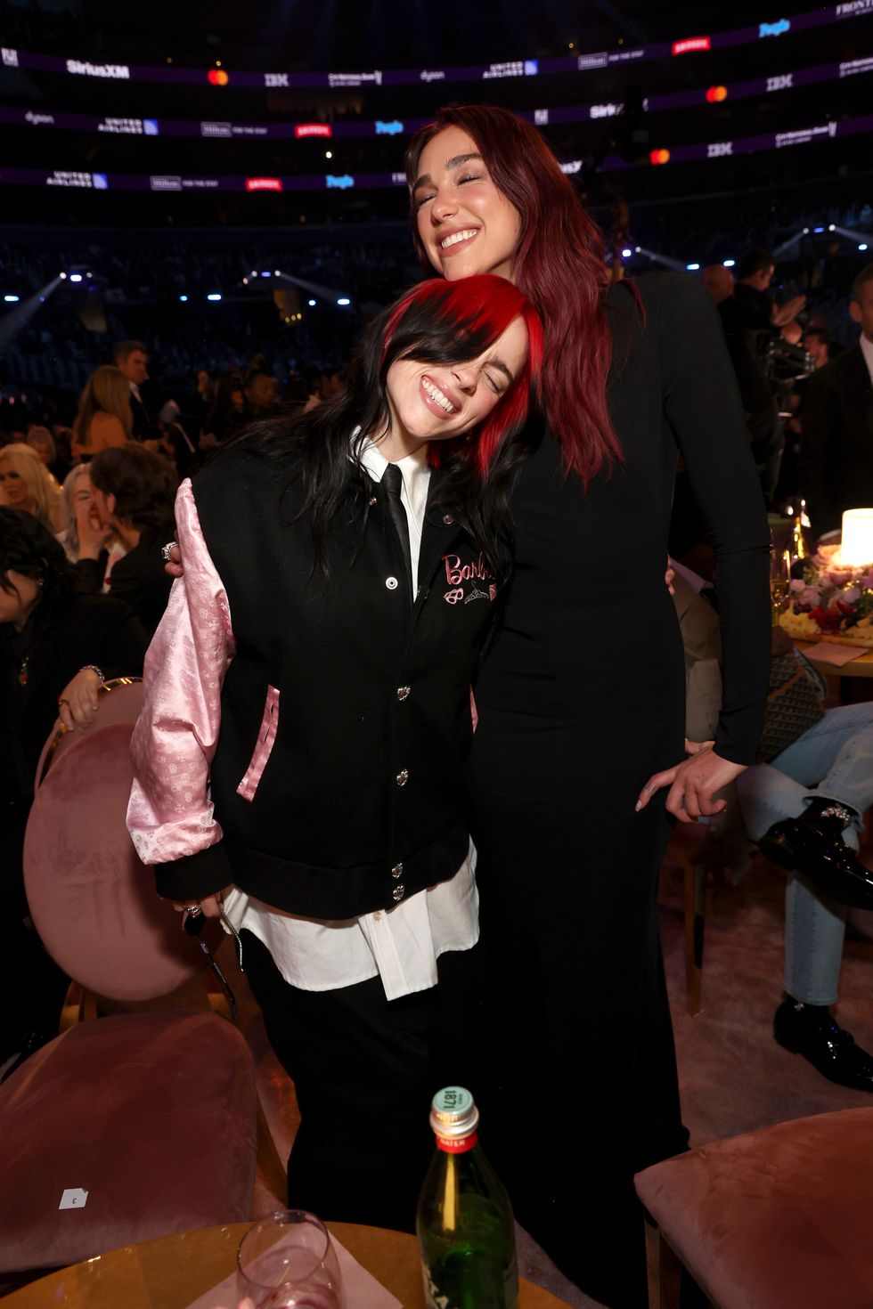 los angeles, california february 04 l r billie eilish and dua lipa attend the 66th grammy awards at cryptocom arena on february 04, 2024 in los angeles, california photo by kevin mazurgetty images for the recording academy