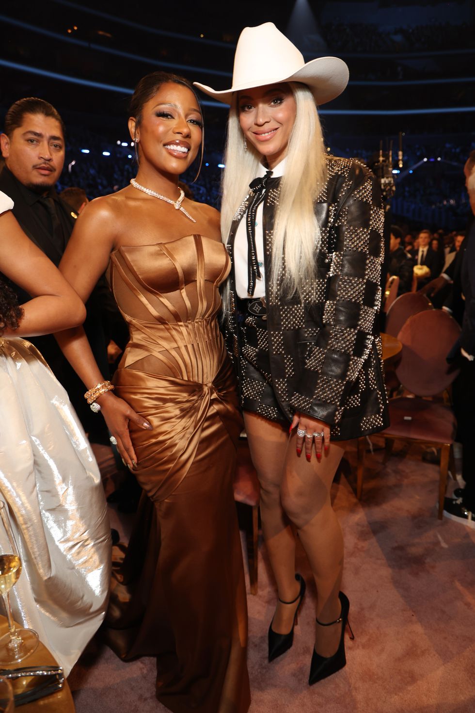 los angeles, california february 04 l r victoria monet and beyoncé attend the 66th grammy awards at cryptocom arena on february 04, 2024 in los angeles, california photo by kevin mazurgetty images for the recording academy
