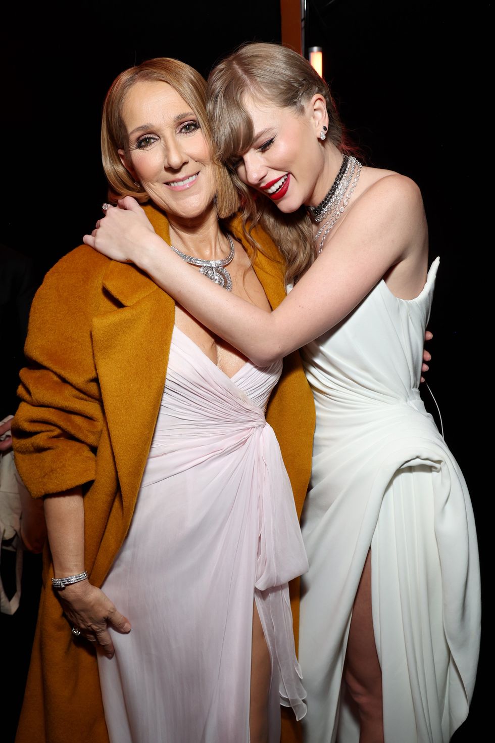 los angeles, california february 04 l r celine dion and taylor swift attend the 66th grammy awards at cryptocom arena on february 04, 2024 in los angeles, california photo by kevin mazurgetty images for the recording academy