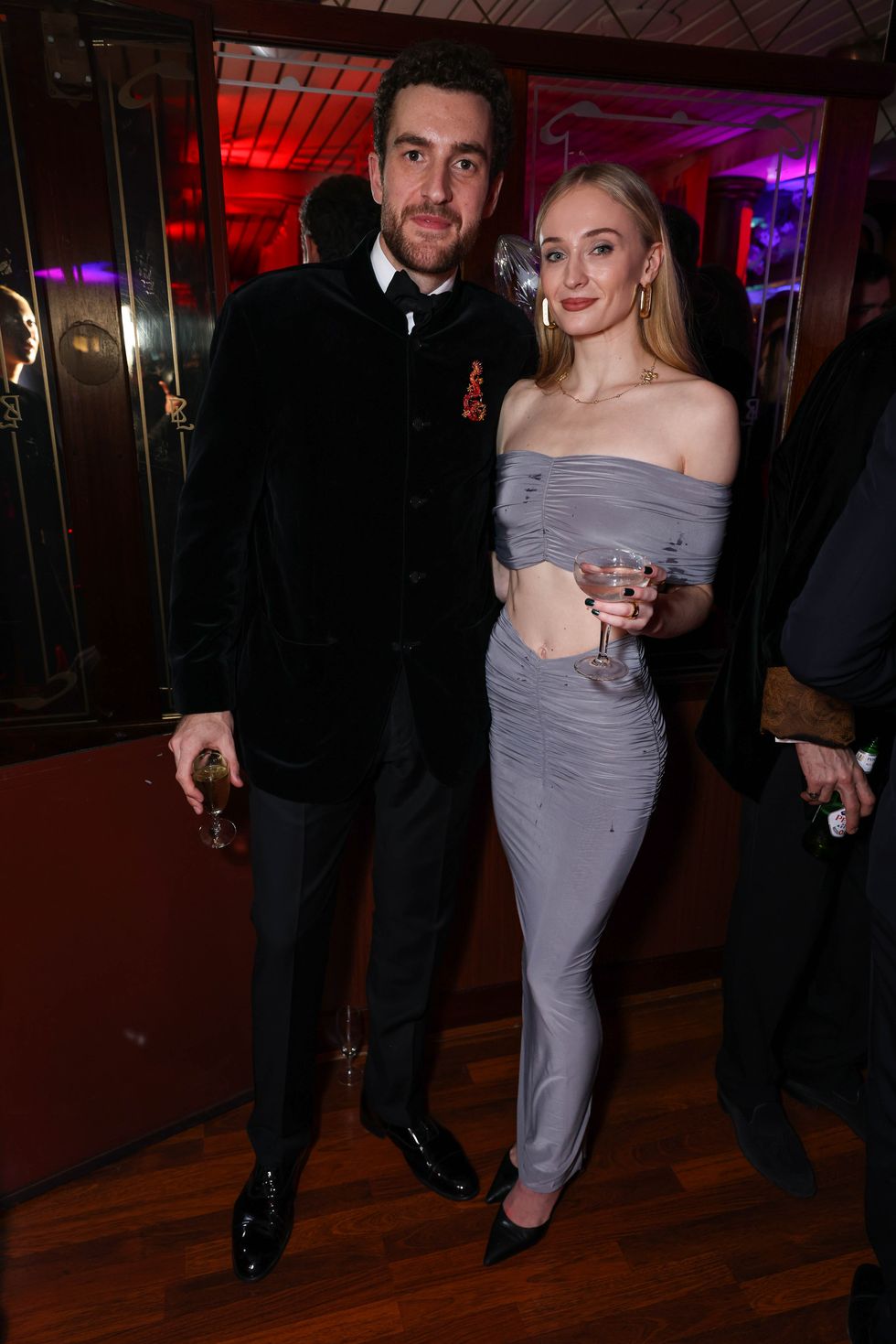 london, england february 10 peregrine pearson and sophie turner attend stanley zhus year of dragon celebration at dixie queen on february 10, 2024 in london, england photo by dave benettgetty images for stanley zhu