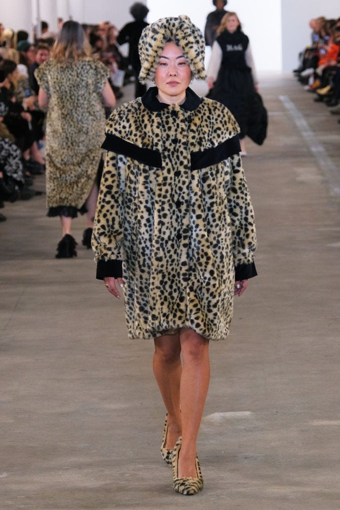 model on the runway at batsheva rtw fall 2024 as part of new york ready to wear fashion week held at the starrett lehigh building on february 13, 2024 in new york, new york photo by rodin banicawwd via getty images