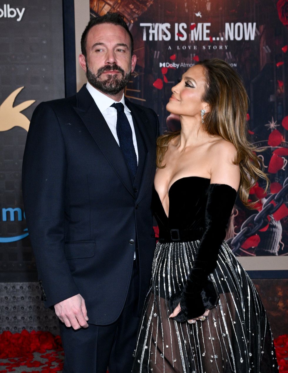 ben affleck and jennifer lopez at the premiere of this is me now a love story held at dolby theatre on february 13, 2024 in los angeles, california photo by michael bucknervariety via getty images