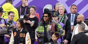 las vegas, nevada february 11 l r blue ivy carter, jay z and rumi carter are seen prior to super bowl lviii at allegiant stadium on february 11, 2024 in las vegas, nevada photo by ethan millergetty images