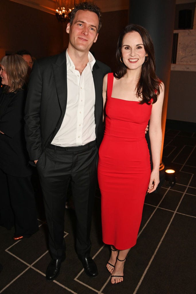 london, england february 14 jasper waller bridge and michelle dockery attend the bfi chairmans dinner where christopher nolan was awarded a bfi fellowship at the rosewood hotel on february 14, 2024 in london, england photo by dave benettgetty images for bfi
