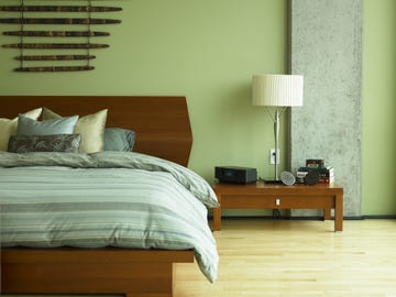 cama con edredon de rayas