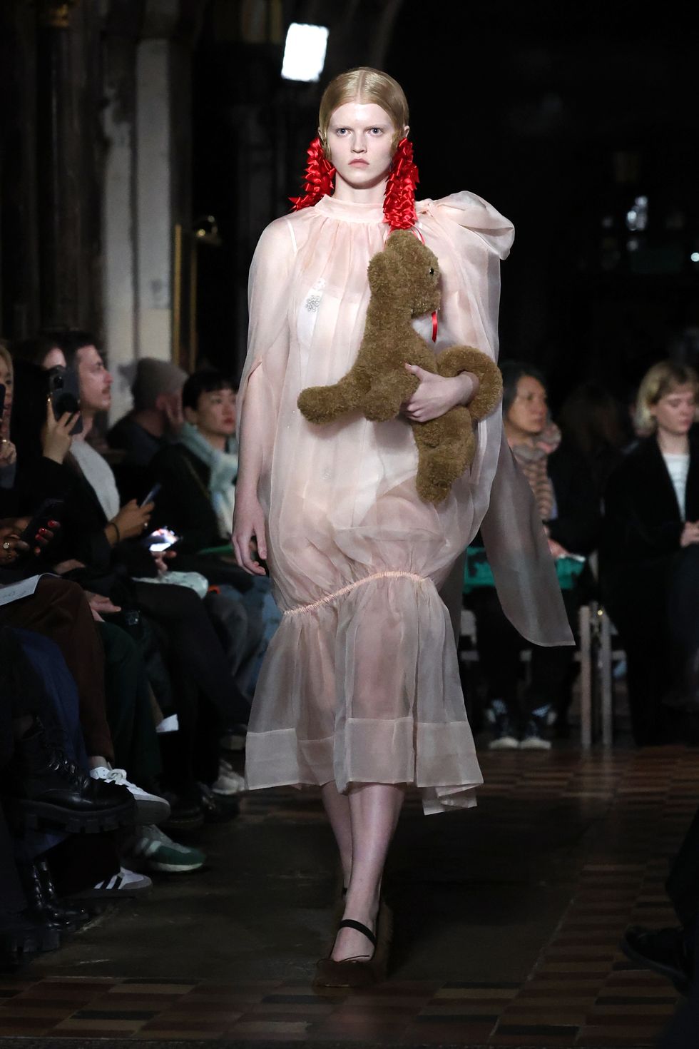 london, england february 17 a model walks the runway at the simone rocha show during london fashion week february 2024 at st bartholomew the great, barbican on february 17, 2024 in london, england photo by tristan fewingsgetty images