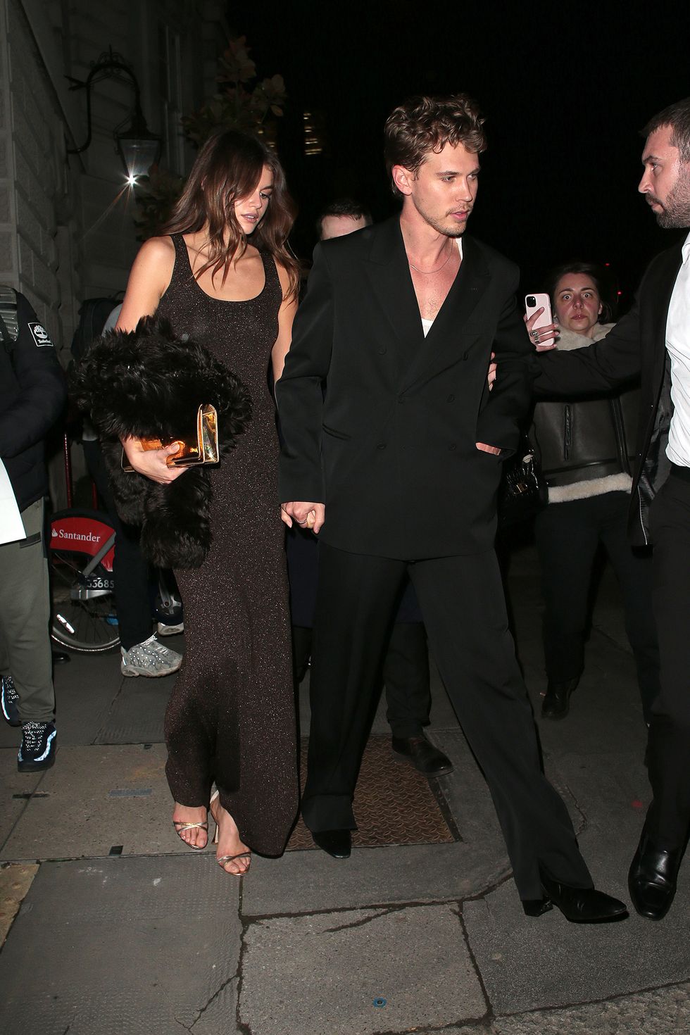 london, england february 15 kaia jordan gerber and austin butler seen attending dune part ii world film premiere afterparty on february 15, 2024 in london, england photo by neil mockford ricky vigil mgc images