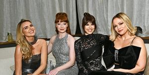 l to r nadine coyle, nicola roberts, cheryl and kimberley walsh of girls aloud attend the perfect magazine and ami paris lfw party