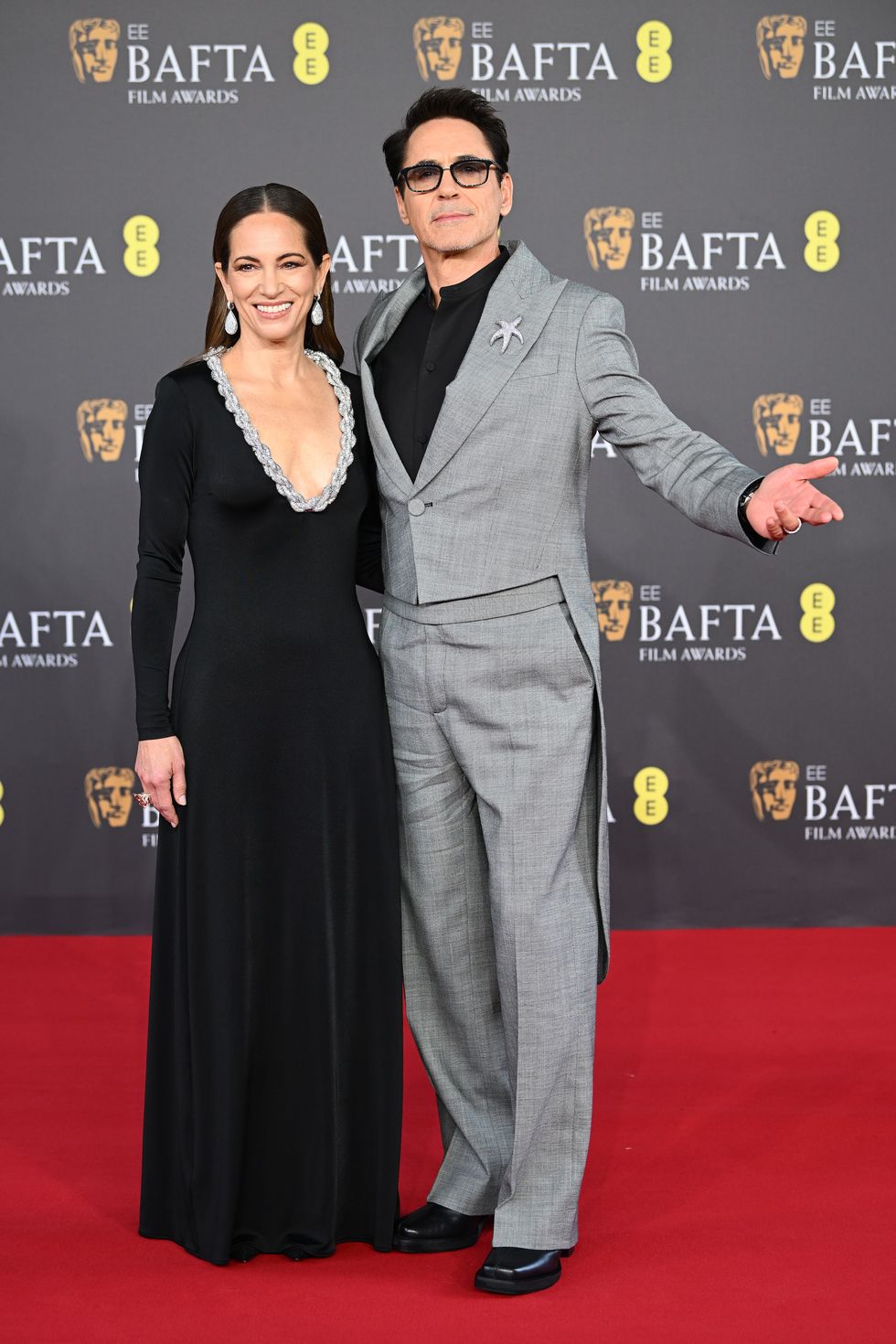 london, england february 18 susan downey and robert downey jr attend the ee bafta film awards 2024 at the royal festival hall on february 18, 2024 in london, england photo by joe maherbaftagetty images for bafta