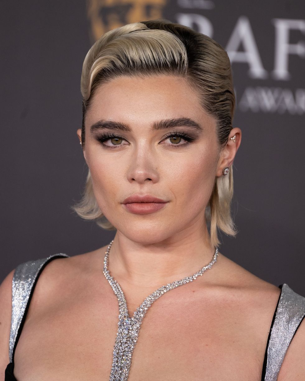 london, england february 18 florence pugh attends the 2024 ee bafta film awards at the royal festival hall on february 18, 2024 in london, england photo by jeff spicergetty images