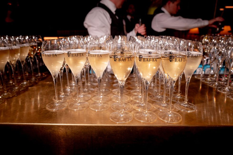 london, england february 18 a general view of glasses of champagne at the after party for the ee bafta film awards 2024 at the royal festival hall on february 18, 2024 in london, england photo by carlo palonibafta via getty images