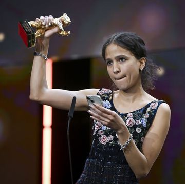 berlin, germany february 24 mati diop poses for a photo after winning the golden bear for best film for dahomey at the award ceremony of the 74th berlinale international film festival in berlin, germany on february 24, 2024 photo by halil sagirkayaanadolu via getty images