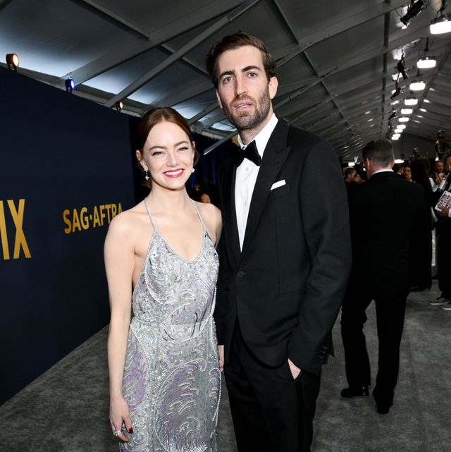 emma stone and dave mccary at the 30th annual screen actors guild awards held at the shrine auditorium and expo hall on february 24, 2024 in los angeles, california photo by michael bucknervariety via getty images
