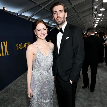 emma stone and dave mccary at the 30th annual screen actors guild awards held at the shrine auditorium and expo hall on february 24, 2024 in los angeles, california photo by michael bucknervariety via getty images