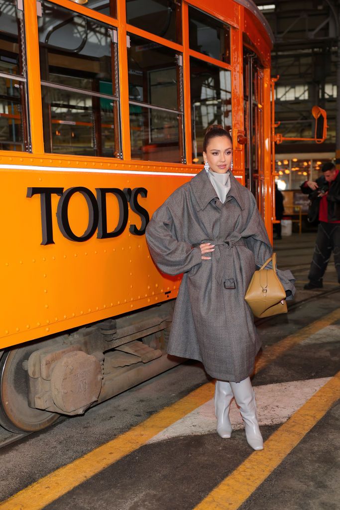 milan, italy february 23 jessica alba attends the tods fashion show during the milan fashion week womenswear fallwinter 2024 2025 on february 23, 2024 in milan, italy photo by jacopo raulegetty images