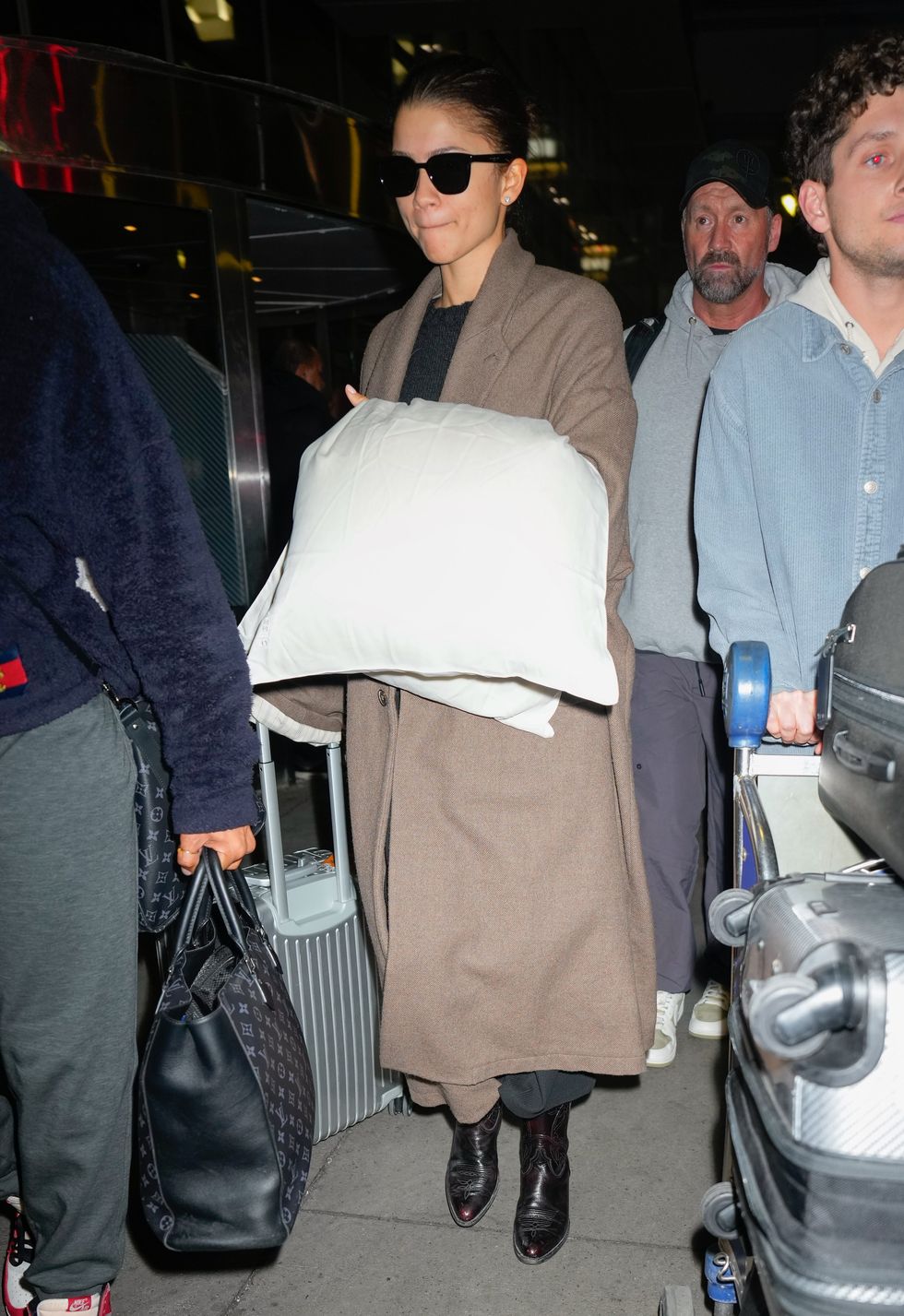 new york, new york february 23 zendaya is seen after landing at jfk airport on february 23, 2024 in new york city photo by gothamgc images