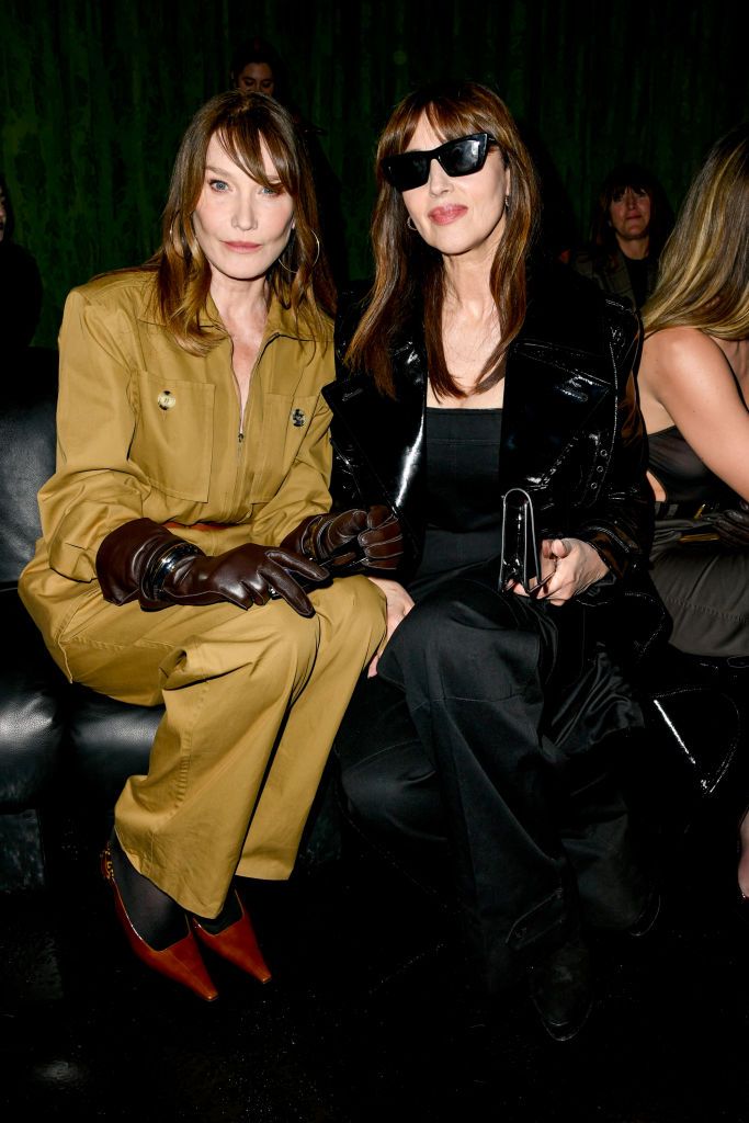carla bruni and monica bellucci at saint laurent rtw fall 2024 as part of paris ready to wear fashion week held at place jacques rueff on february 27, 2024 in paris, france photo by dominique maitrewwd via getty images