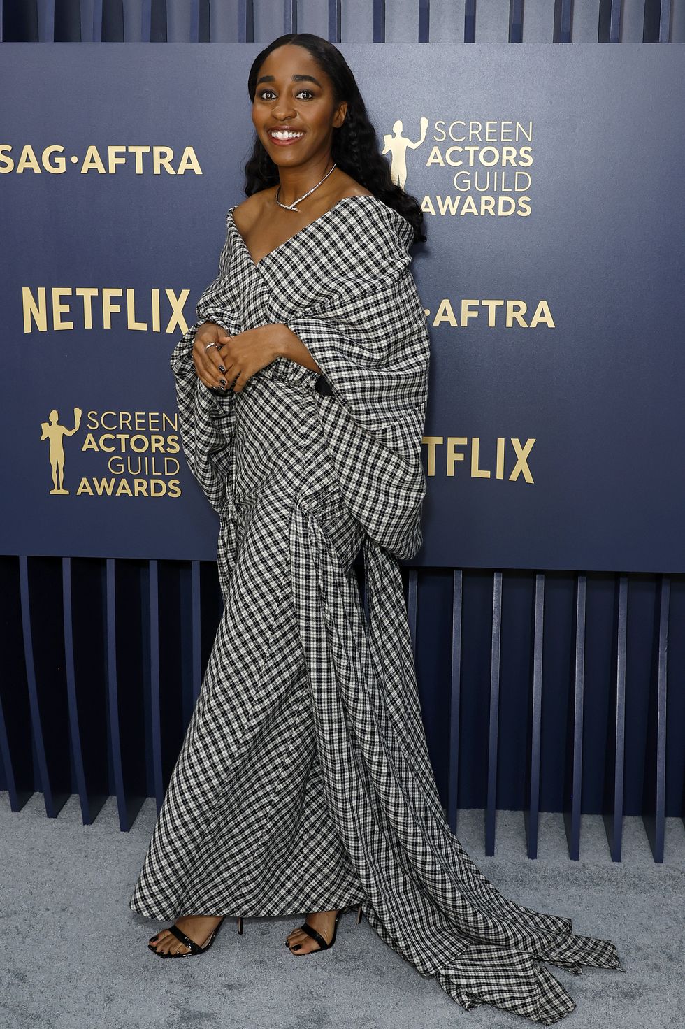 los angeles, california february 24 ayo edebiri attends the 30th annual screen actors guild awards at shrine auditorium and expo hall on february 24, 2024 in los angeles, california photo by frazer harrisongetty images