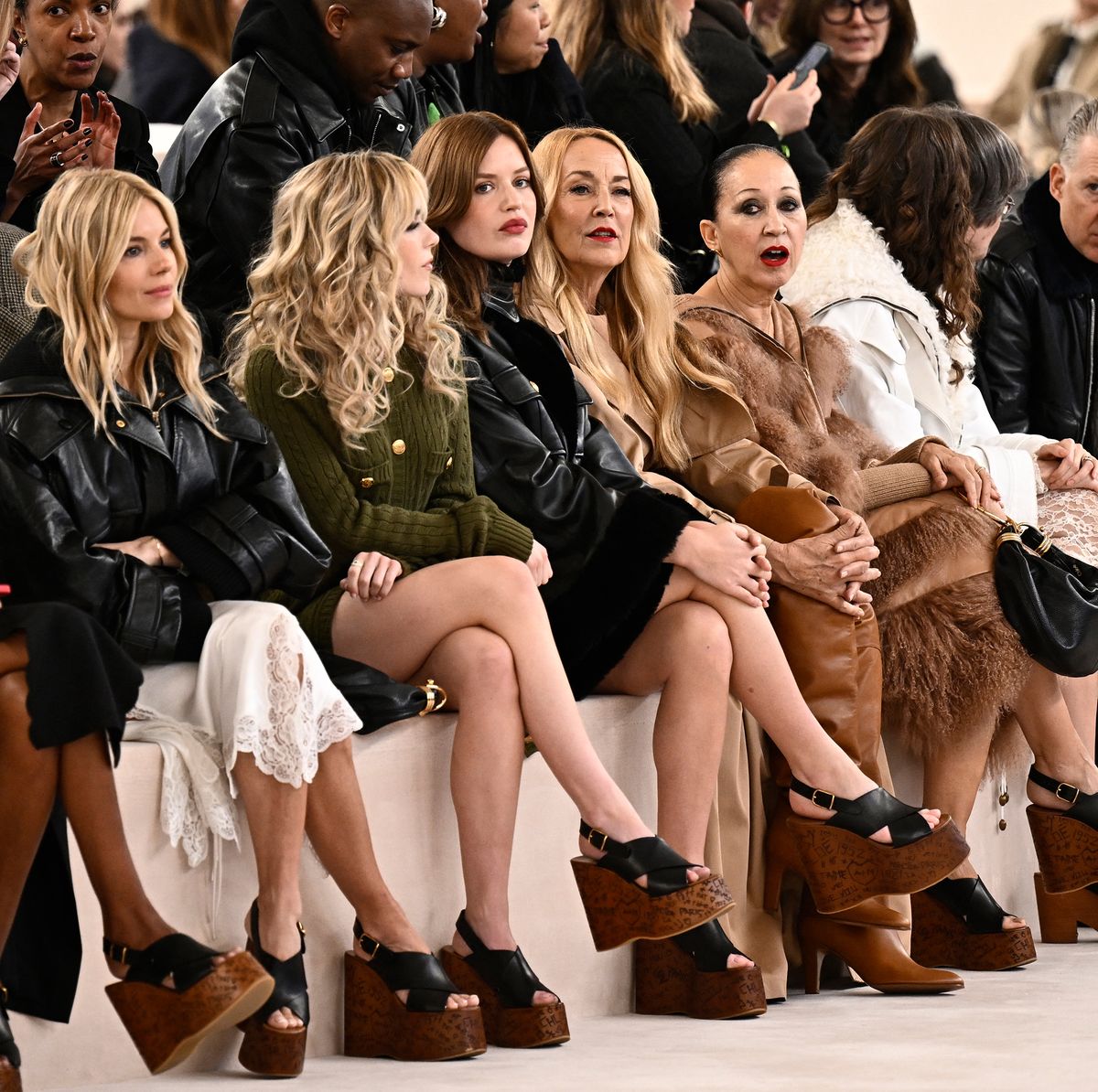 celebrities wearing wedge sandals at chloe's fall winter 2024 show