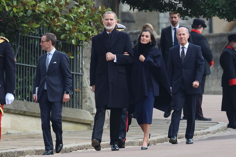 windsor, england february 27 king felipe vi and queen letizia arriving at the funeral for constantine of greece at windsor palace, february 27, 2024, in windsor, united kingdom photo by raul terreleuropa press via getty images