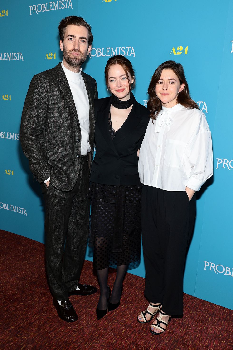dave mccary, emma stone, and ali herting at problemista's new york screening