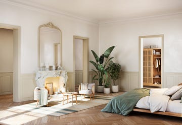 dormitorio con espejo