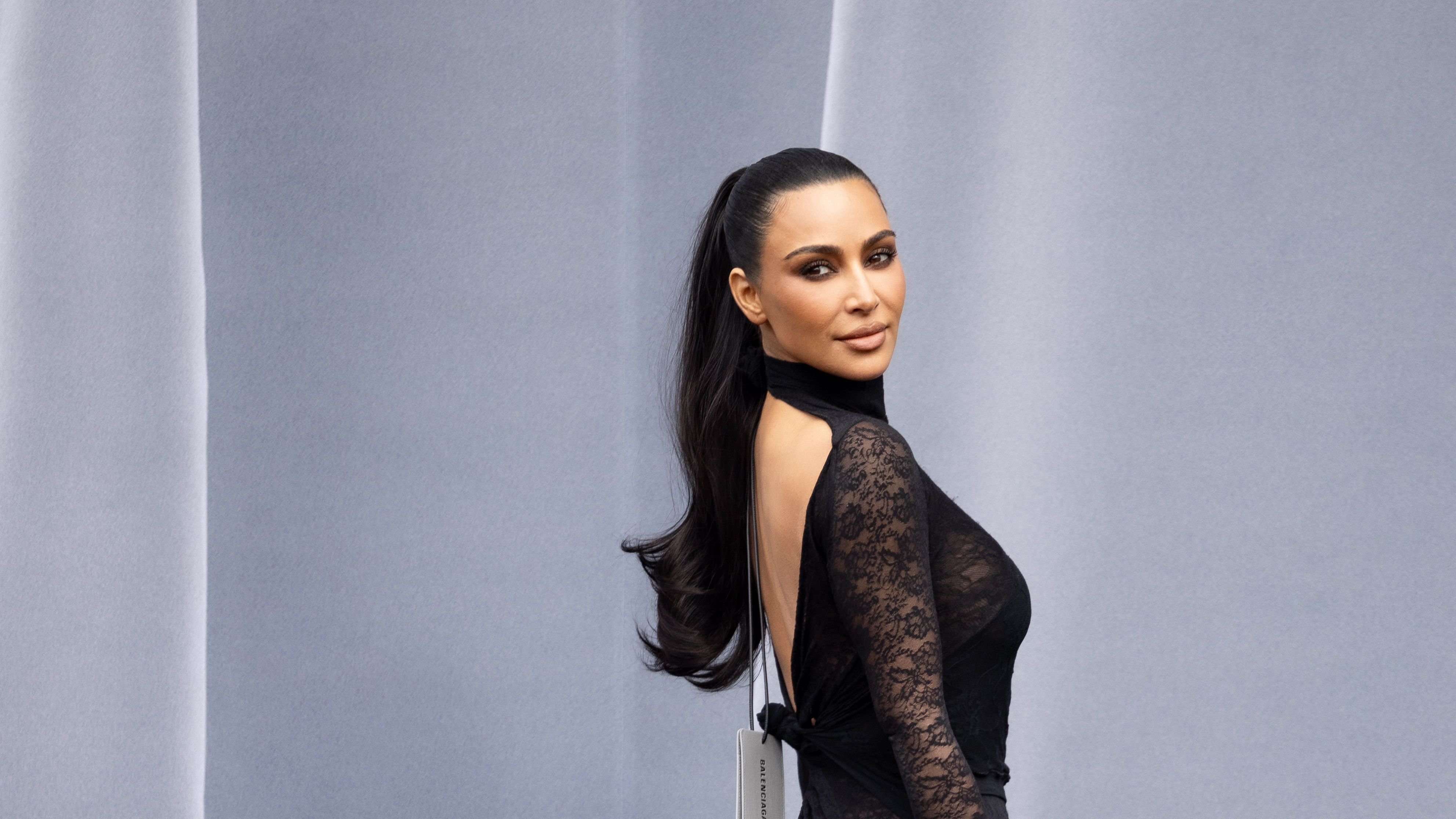 Kim Kardashian Snaps Another Selfie in Pink Leggings for Balenciaga