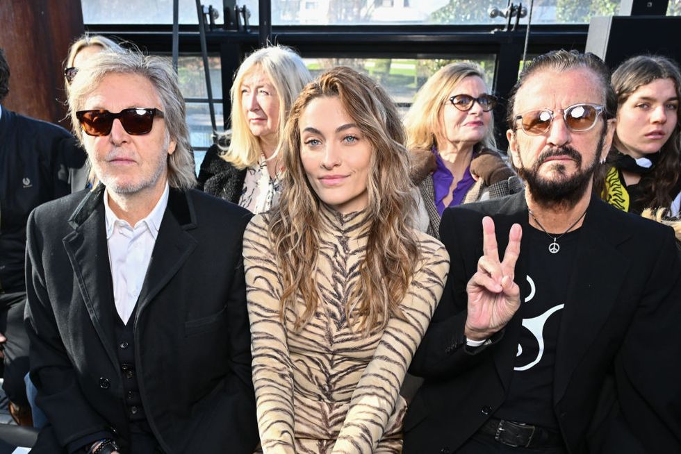 paris, france march 04 editorial use only for non editorial use please seek approval from fashion house l r sir paul mccartney, paris michael katherine jackson and sir ringo starr attend the stella mccartney womenswear fallwinter 2024 2025 show as part of paris fashion week on march 04, 2024 in paris, france photo by stephane cardinale corbiscorbis via getty images