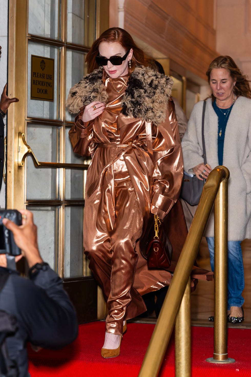 new york, new york march 04 lindsay lohan is seen in midtown on march 04, 2024 in new york city photo by gothamgc images