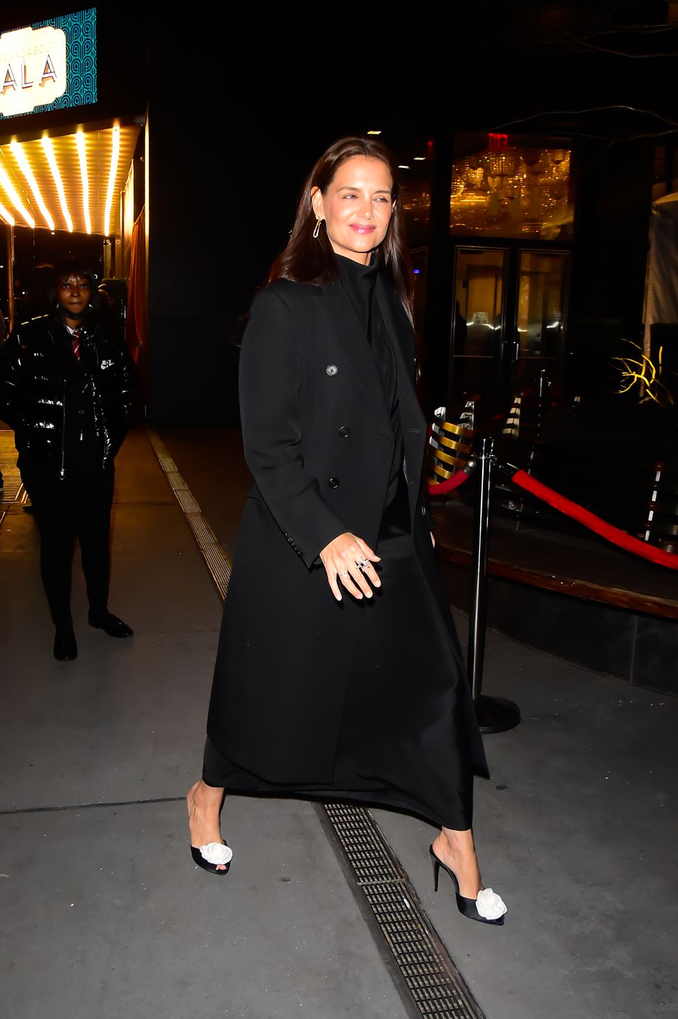 new york, new york march 04 katie holmes is seen attending the roundabout theatre companys 2024 gala at the ziegfeld ballroom on march 04, 2024 in new york city photo by raymond hallgc images