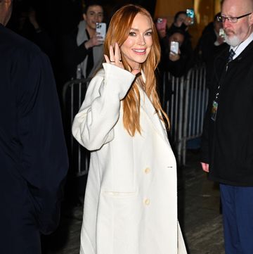 new york, new york march 05 lindsay lohan leaves netflixs irish wish screening at the paris theater on march 05, 2024 in new york city photo by james devaneygc images