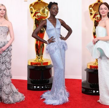 hollywood, ca march 10 anya taylor joy, lupita nyongo and emma stone arriving on the red carpet at the 96th annual academy awards in dolby theatre at hollywood  highland center in hollywood, ca, sunday, march 10, 2024 christina house  los angeles times via getty images