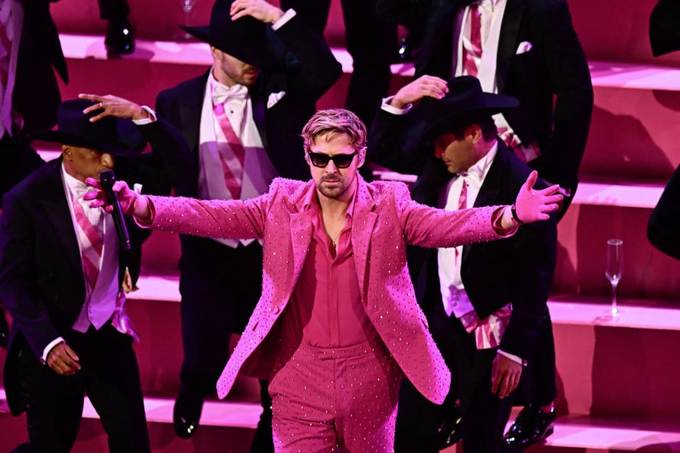 TOPSHOT-US-ENTERTAINMENT-FILM-AWARD-OSCARS-SHOW topshot canadian actor ryan gosling performs im just ken from barbie onstage during the 96th annual academy awards at the dolby theatre in hollywood, california on march 10, 2024 photo by patrick t fallon afp photo by patrick t fallonafp via getty images