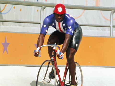 los angeles   1984  nelson vails of the united states on the track during the1984 los angeles olympics he went on to win the silver medal for the the 1000 metre sprint  photo by  david cannongettyimages