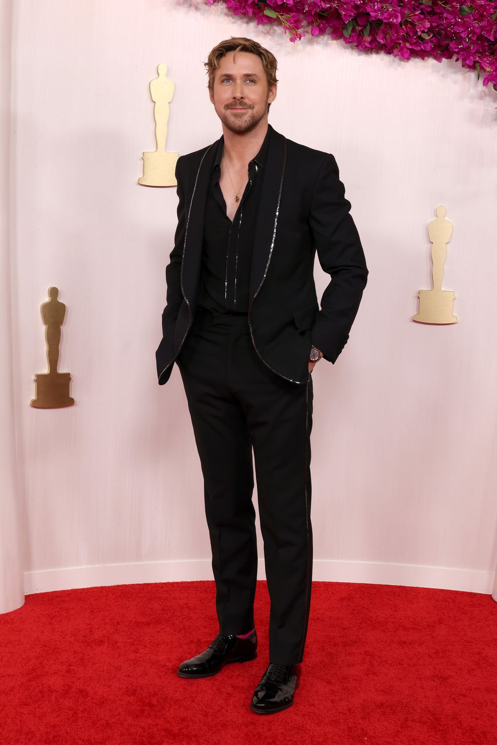 Ryan Gosling Brings the Kenergy to the 2024 Oscars in a BarbiePink Suit