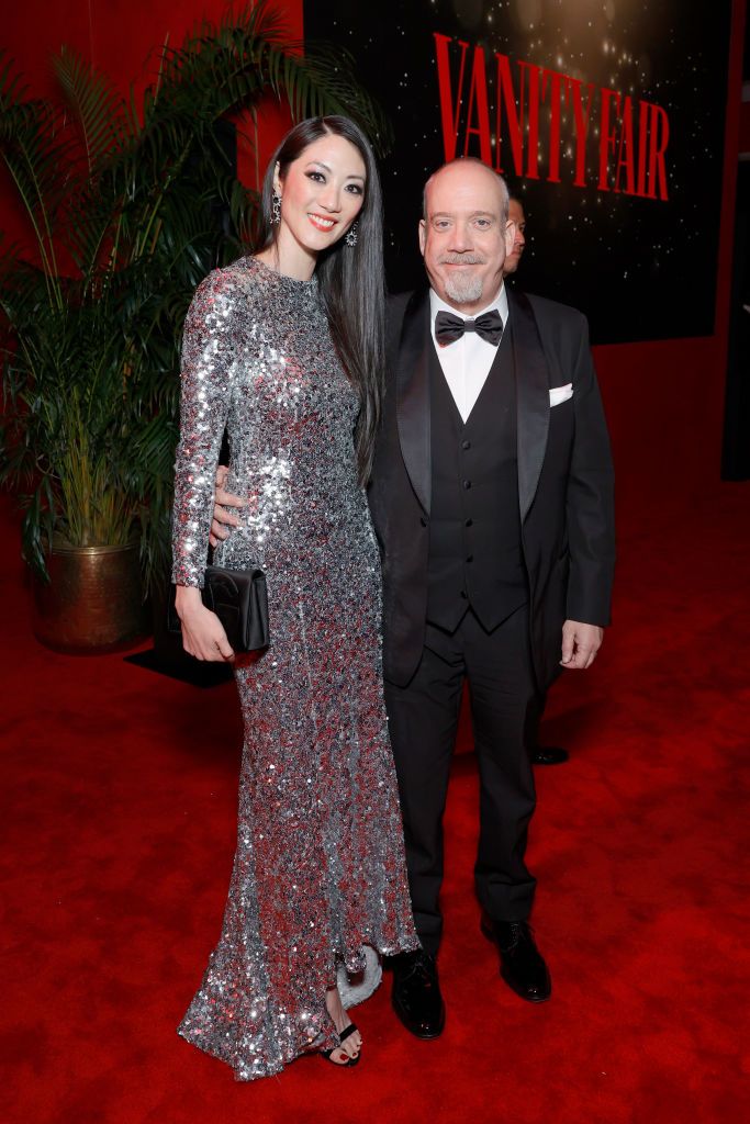 beverly hills, california march 10 exclusive access, special rates apply l r clara wong and paul giamatti attend the 2024 vanity fair oscar party hosted by radhika jones at wallis annenberg center for the performing arts on march 10, 2024 in beverly hills, california photo by stefanie keenanvf24wireimage for vanity fair