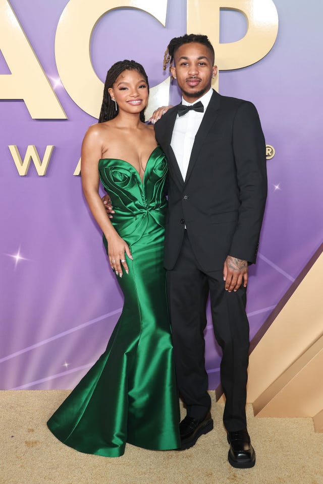 halle bailey and ddg at the 55th naacp image awards held at the shrine auditorium on march 16, 2024 in los angeles, california photo by john salangsangvariety via getty images