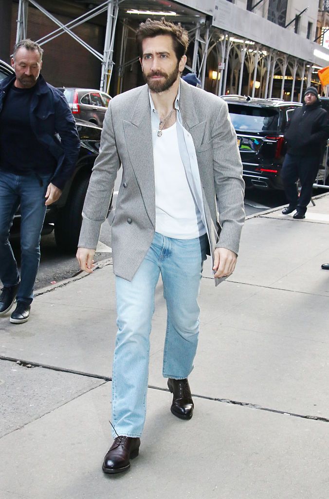 new york, ny march 19 jake gyllenhaal is seen at good morning america on march 19, 2024 in new york city photo by mediapunchbauer griffingc images