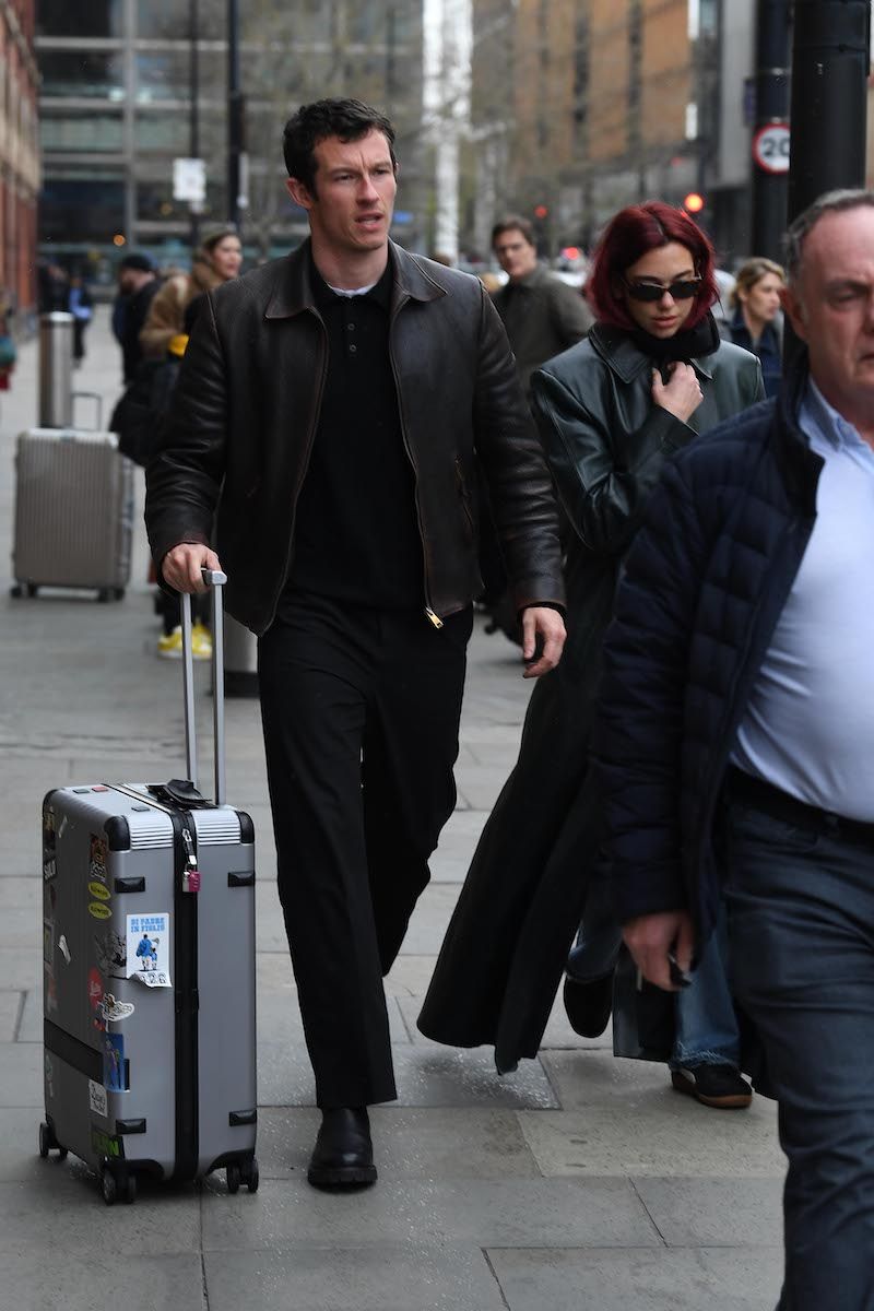 london, united kingdom march 26 callum turner and dua lipa are seen on march 26, 2024 in london, united kingdom photo by megagc images