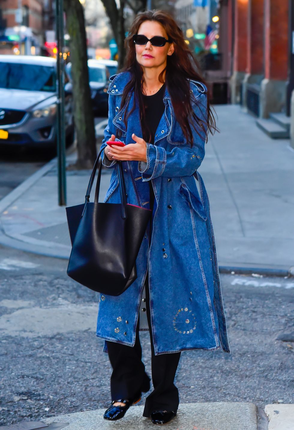 new york, new york march 25 katie holmes is seen walking on march 25, 2024 in new york city photo by raymond hallgc images