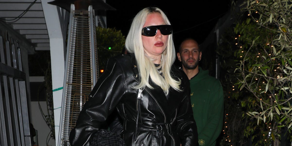 Lady Gaga Looks Insanely Cool in a Floor-Sweeping Leather Coat