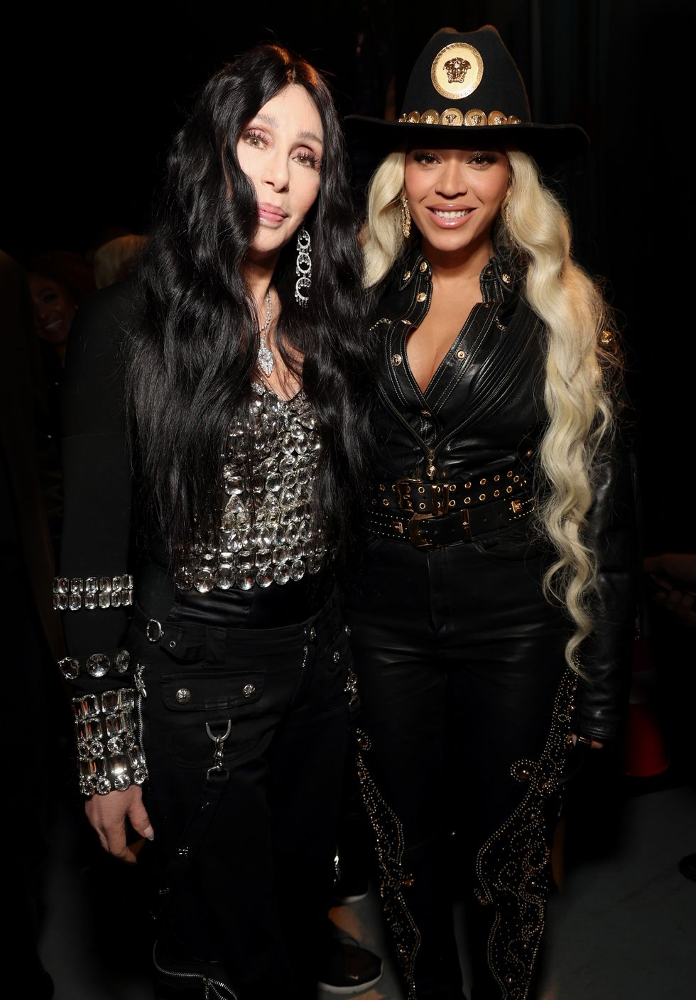 los angeles, california april 01 for editorial use only cher and beyoncé pose backstage during he 2024 iheartradio music awards at dolby theatre in los angeles, california on april 01, 2024 broadcasted live on fox photo by kevin mazurwireimage for iheartradio