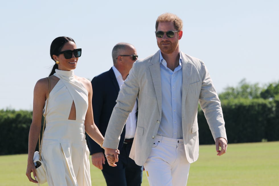 the duke and duchess of sussex after arrive at the royal salute polo challenge, to benefit sentebale, at the uspa national polo center in wellington, florida, us picture date friday april 12, 2024 photo by yaroslav sabitovpa images via getty images