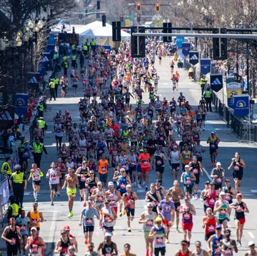 US-MARATHON-BOSTON runners compete as they make their way down boylston street to the finish line during the 128th boston marathon on april 15, 2024, in boston, massachusetts. the marathon includes around 30,000 athletes from 129 countries running the 26.2 miles from hopkinton to boston, massachusetts. the event is the world's oldest annually run marathon. (photo by joseph prezioso / afp) (photo by joseph prezioso/afp via getty images)