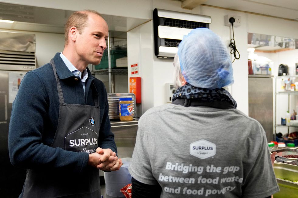 britains prince william, prince of wales speaks to a member of staff during a visit to surplus to supper, a surplus food redistribution charity, in sunbury on thames, surrey, england, on april 18, 2024 photo by alastair grant pool afp photo by alastair grantpoolafp via getty images