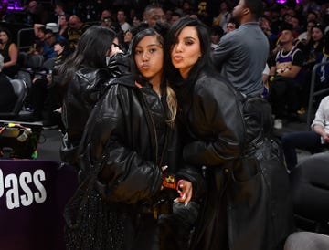 los angeles, california april 09 kim kardashian r and north west attend a basketball game between the los angeles lakers and the golden state warriors at cryptocom arena on april 09, 2024 in los angeles, california note to user user expressly acknowledges and agrees that, by downloading and or using this photograph, user is consenting to the terms and conditions of the getty images license agreement photo by allen berezovskygetty images