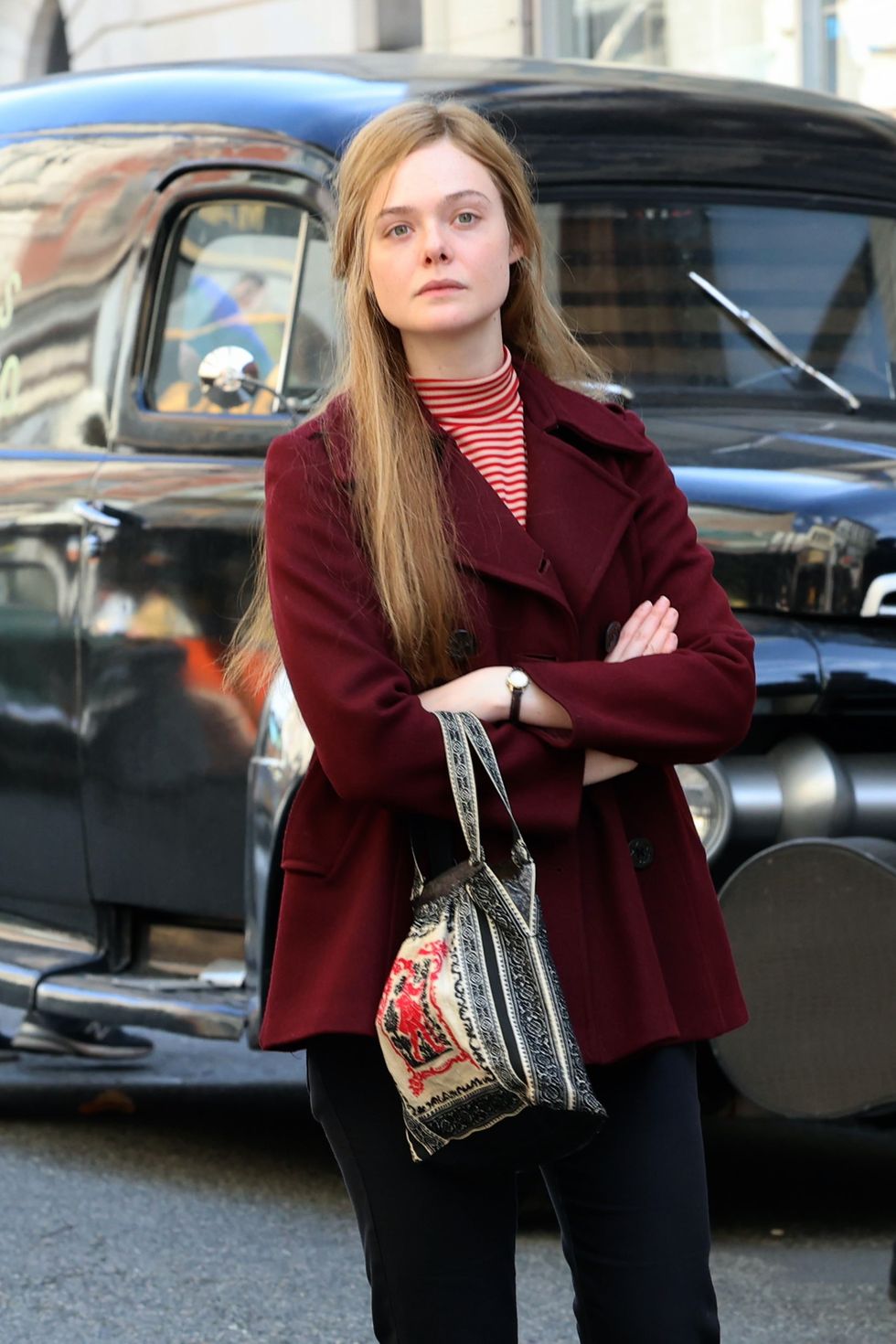 paterson, nj april 09 elle fanning is seen on the set of a complete unknown on april 09, 2024 in paterson, new jersey photo by jose perezbauer griffingc images