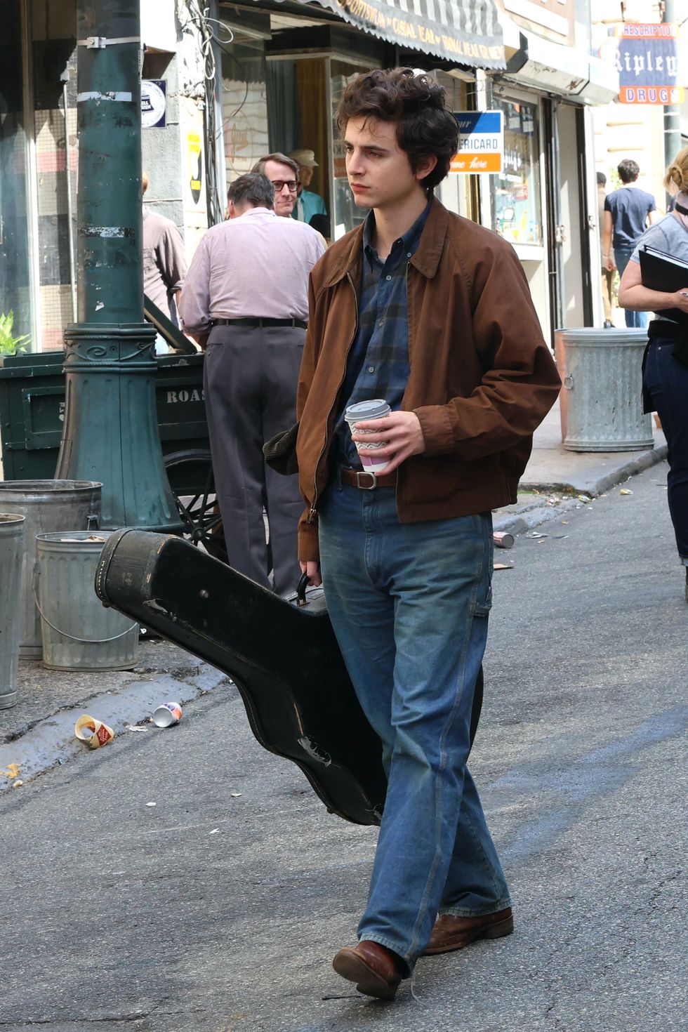 paterson, nj april 09 timothee chalamet is seen on the set of a complete unknown on april 09, 2024 in paterson, new jersey photo by jose perezbauer griffingc images